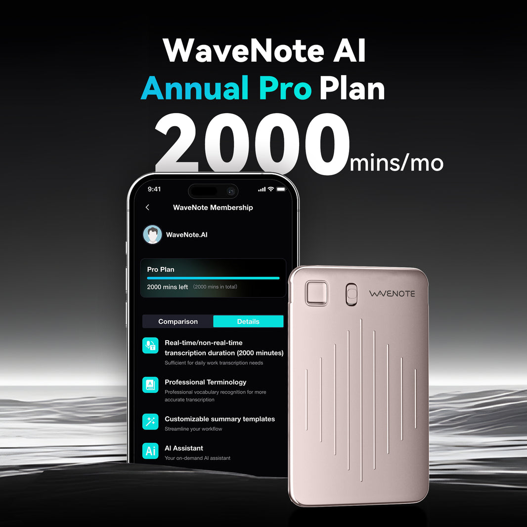 Wavenote AI Recorder & Annual Pro Plan