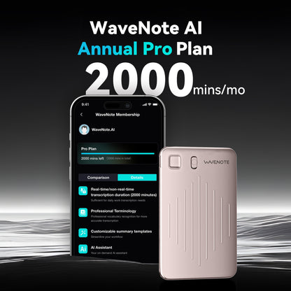 Wavenote AI Recorder & Annual Pro Plan