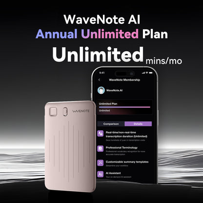 Wavenote AI Recorder & Annual Unlimited Plan