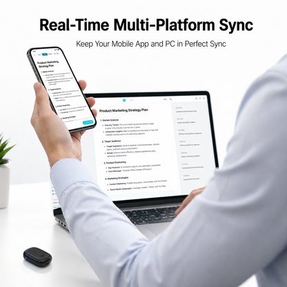 WaveNote Tag AI Recorder AI Transcribe & Summarize, Real-Time Interpretation, Multi-Speaker Voice Recognition,Support 112 Languages