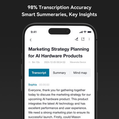 WaveNote AI Recorder, AI Transcribe & Summarize, Support 112 Languages