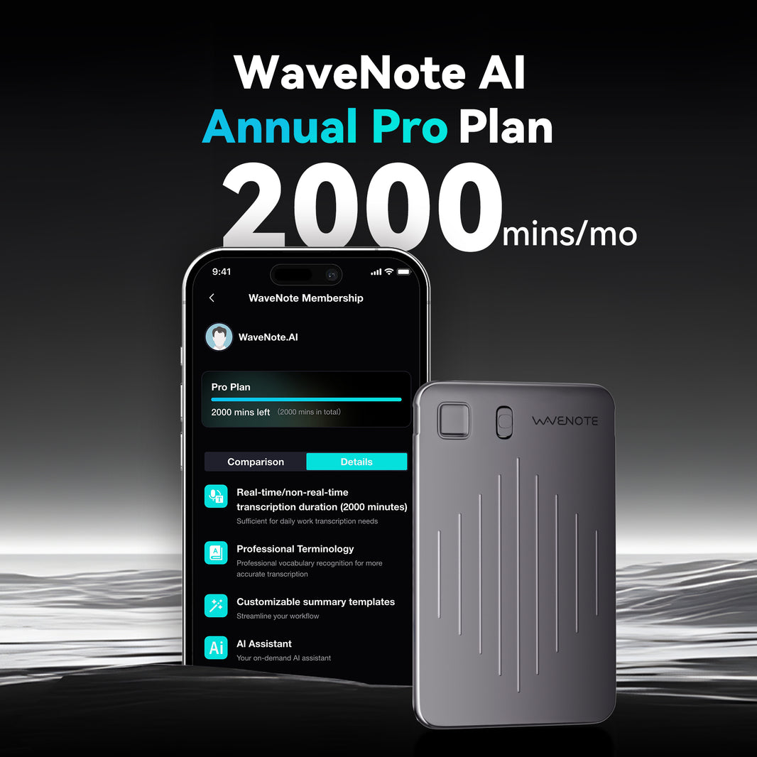 Wavenote AI Recorder & Annual Pro Plan