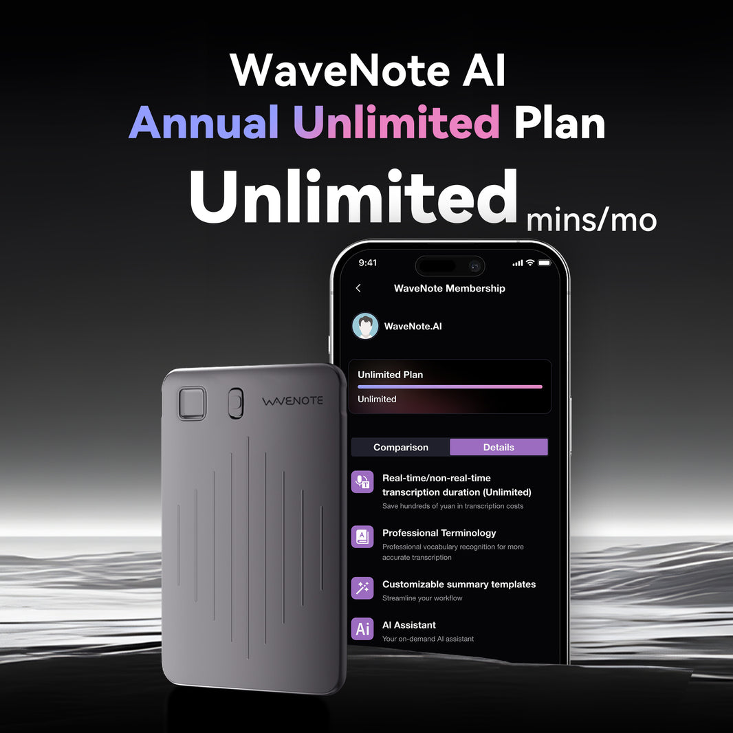Wavenote AI Recorder & Annual Unlimited Plan