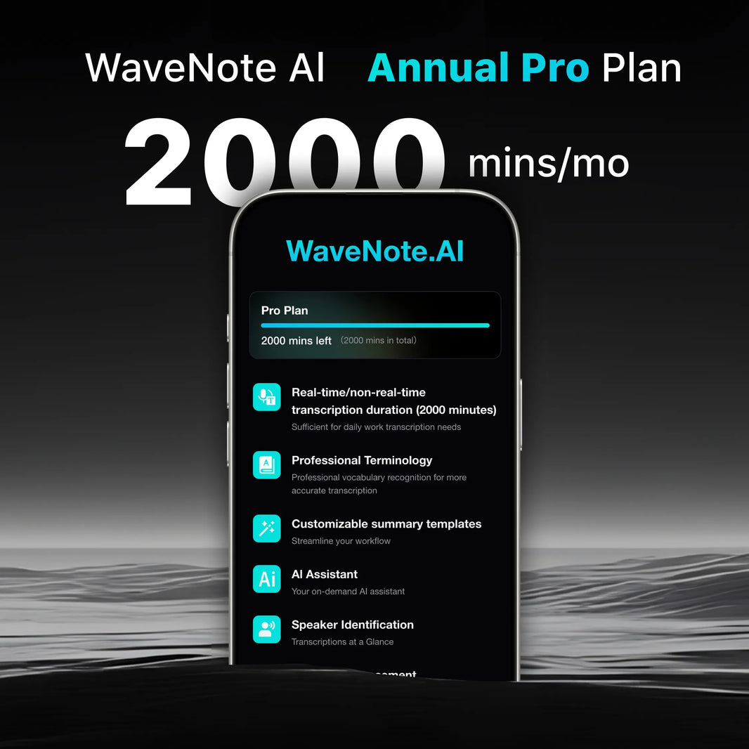2000 Minutes Transcription Quota（ Annual Pro Plan）
