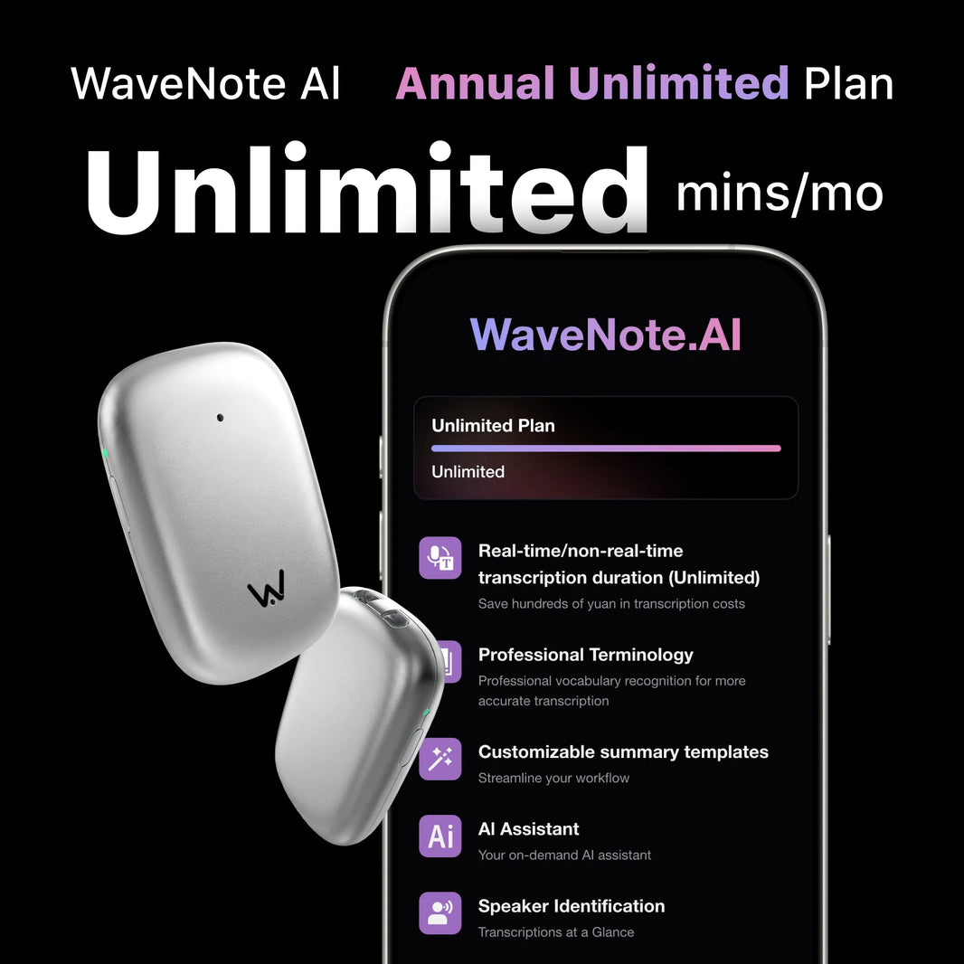 Wavenote Tag AI Recorder & Annual Unlimited Plan