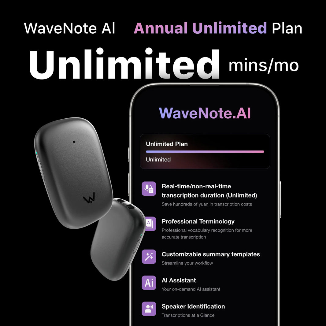 Wavenote Tag AI Recorder & Annual Unlimited Plan
