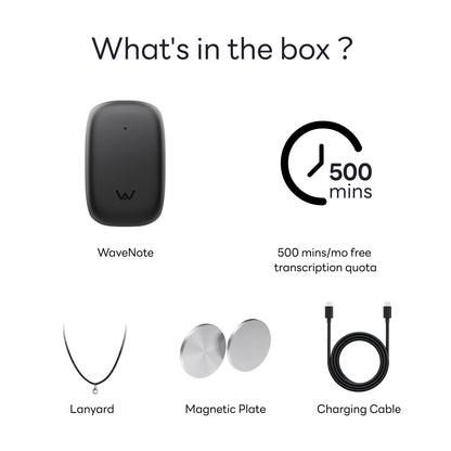 WaveNote Tag AI Recorder AI Transcribe & Summarize, Real-Time Interpretation, Multi-Speaker Voice Recognition,Support 112 Languages