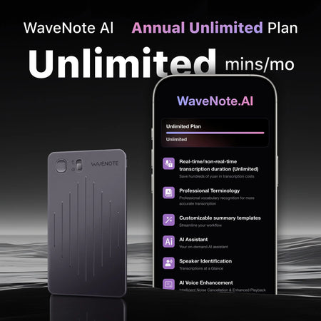Wavenote AI Recorder & Annual Unlimited Plan