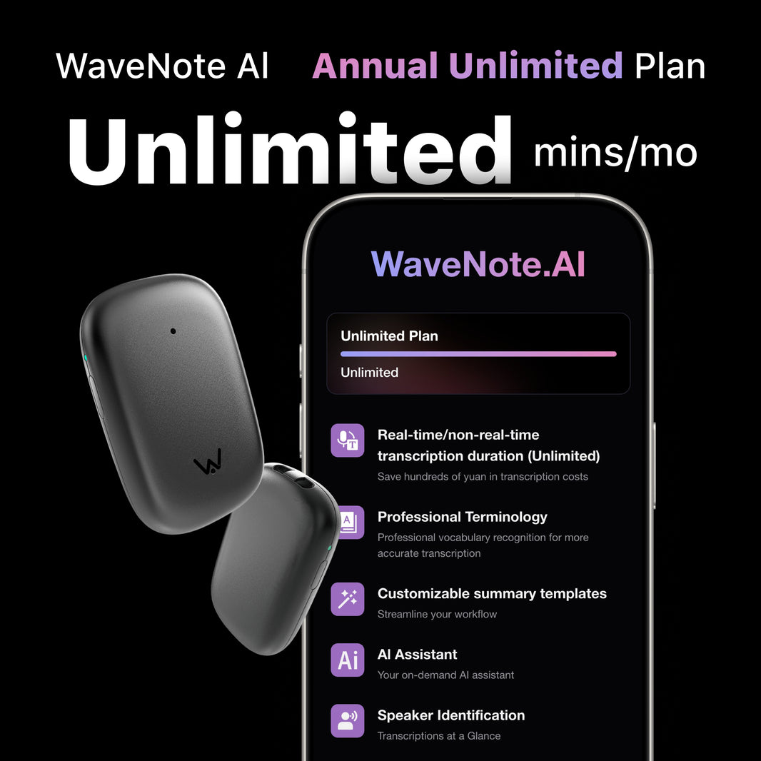 Wavenote Tag AI Recorder & Annual Unlimited Plan