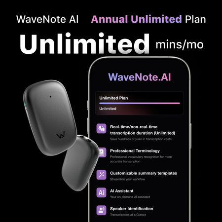 Wavenote Tag AI Recorder & Annual Unlimited Plan